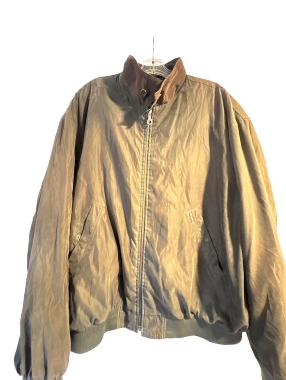 Faconnable Men's XL Stand Collar Jacket with Brown Lining and Zipper Closure